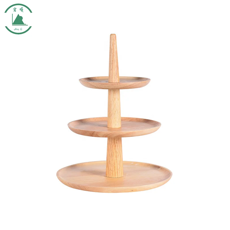 Hongshun Factory Direct Wood 3 Tier Cupcake Stand and Serving Tray for Donuts and Desserts Buffet Display  Serving Platter