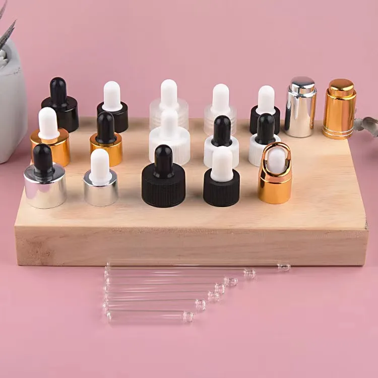 18/410 20/410 24/410 28/410 Glass Dropper Essential Oil Bottle Glass Pipette Aluminum Dropper for Bottles