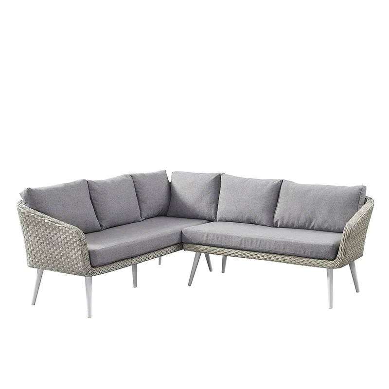 Outdoor Patio Wicker Aluminum Lounge Couch Furniture L Shape Garden Rattan Corner Sofa Set on Sale