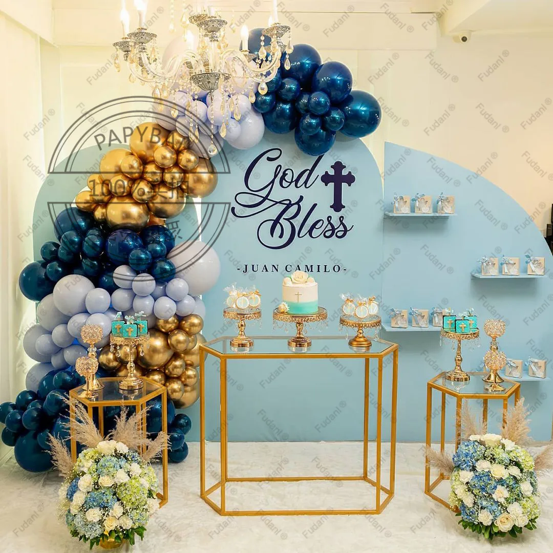 122pcs Gold Balloons Garland Arch Kit Decors For Kids Christening & Baptism Party Supplies Happy Easter Balloon Holy God Bless
