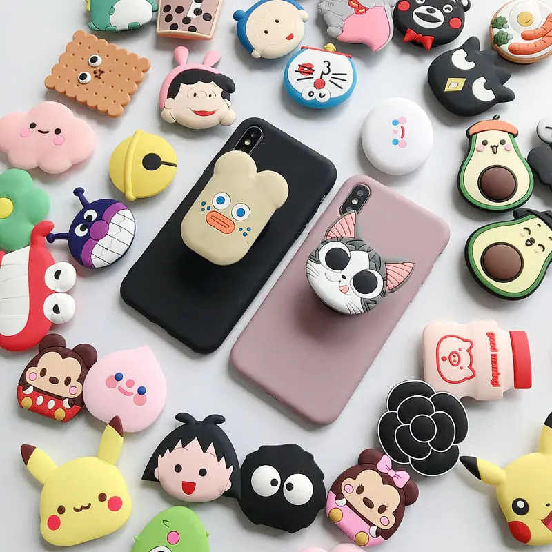 Wholesale Universal Mobile Phone Accessories Silicone PVC Cute Cartoon Mobile Holder Phone Socket Popular Phone Stand