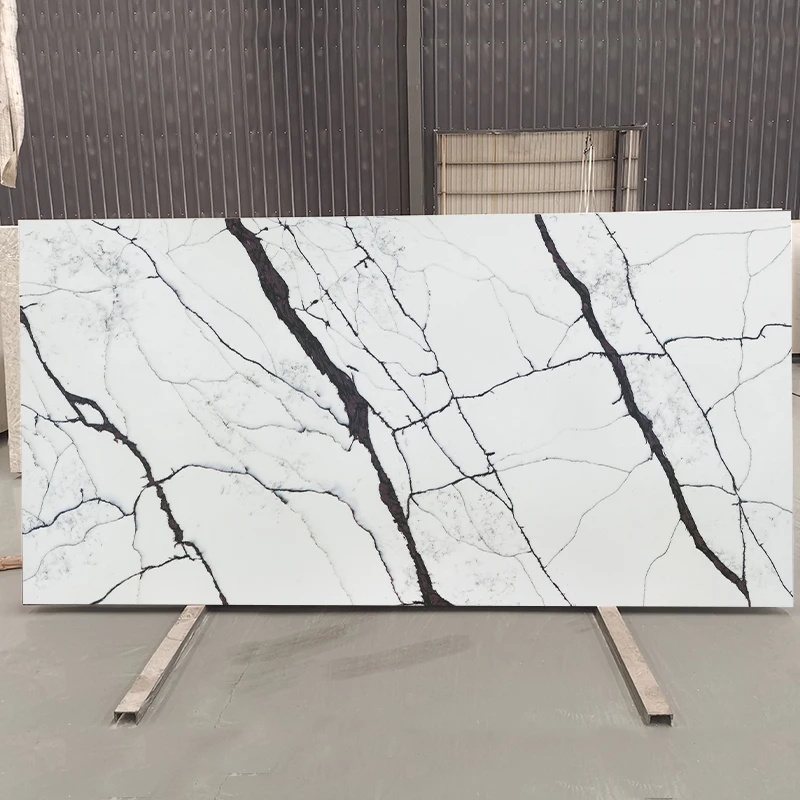 Новый дизайн сделанная человеком кварцевая каменная плита изготовленная на заказ полированная белая кухонная столешница