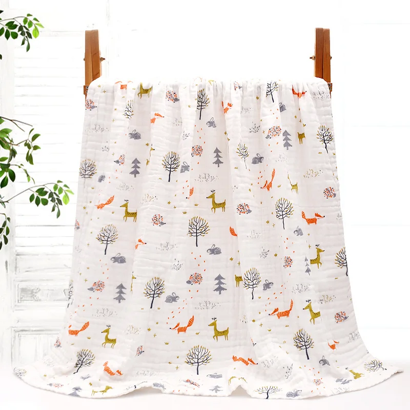 Wholesale Baby 2024 Muslin blanket  Fashion Design Printed Floral Washable Cloth Eco-friendly wrapped towel
