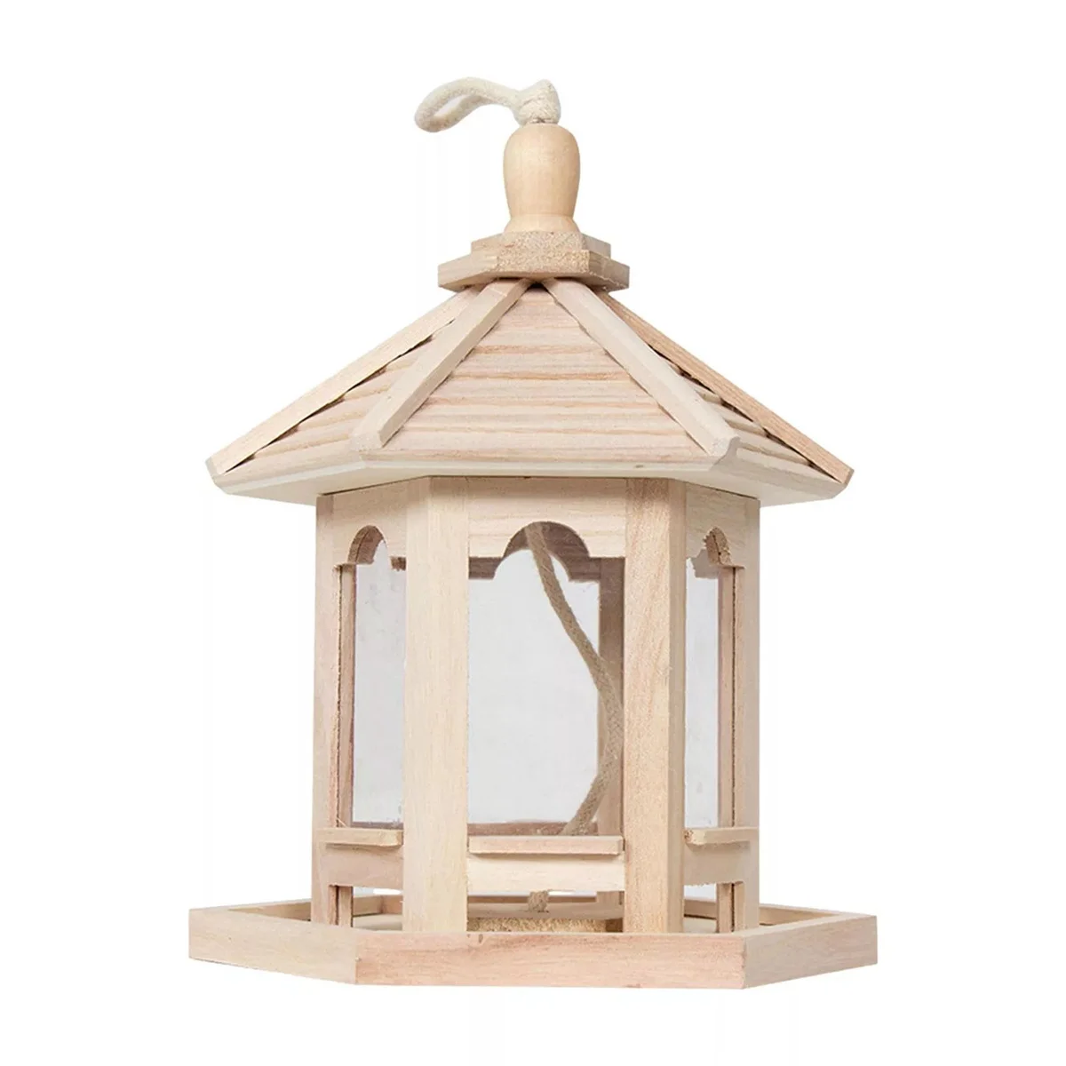 WILDMX Decorative garden wooden pavilion style hanging wild bird feeder outdoors attracts small birds to eat