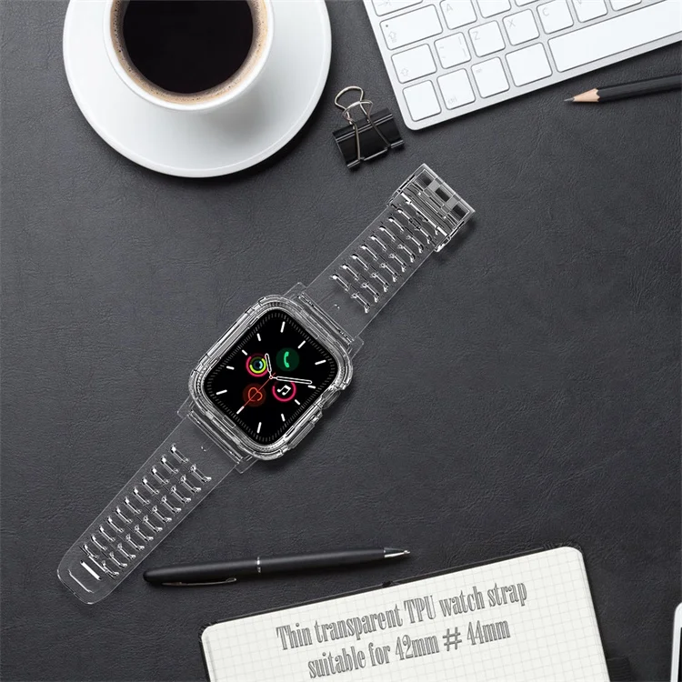 Ремешок для часов чехол прозрачный мягкий силиконовый спортивный Apple Watch 42 мм 44 38