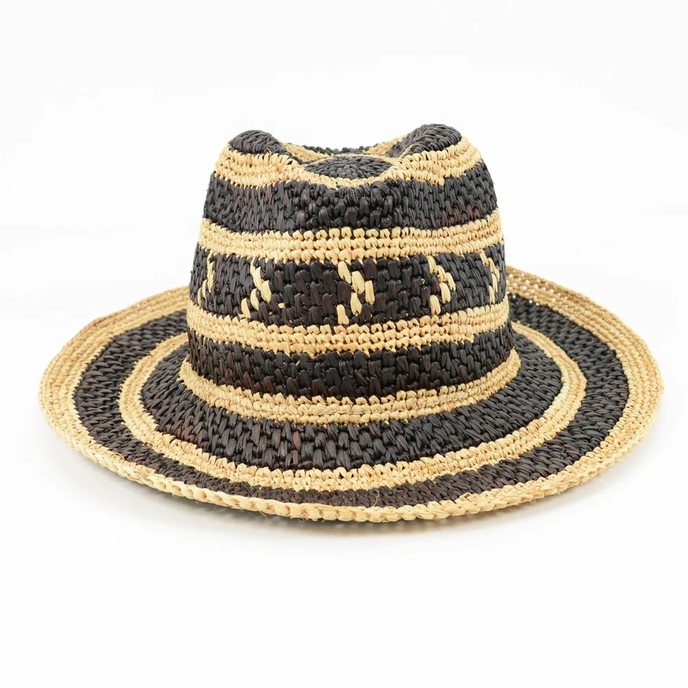 Wholesale Custom Unisex Summer Bucket Hat Raffia Paper Boater Floppy Straw Hat for Outdoor & Travel Designed for Lady & Men