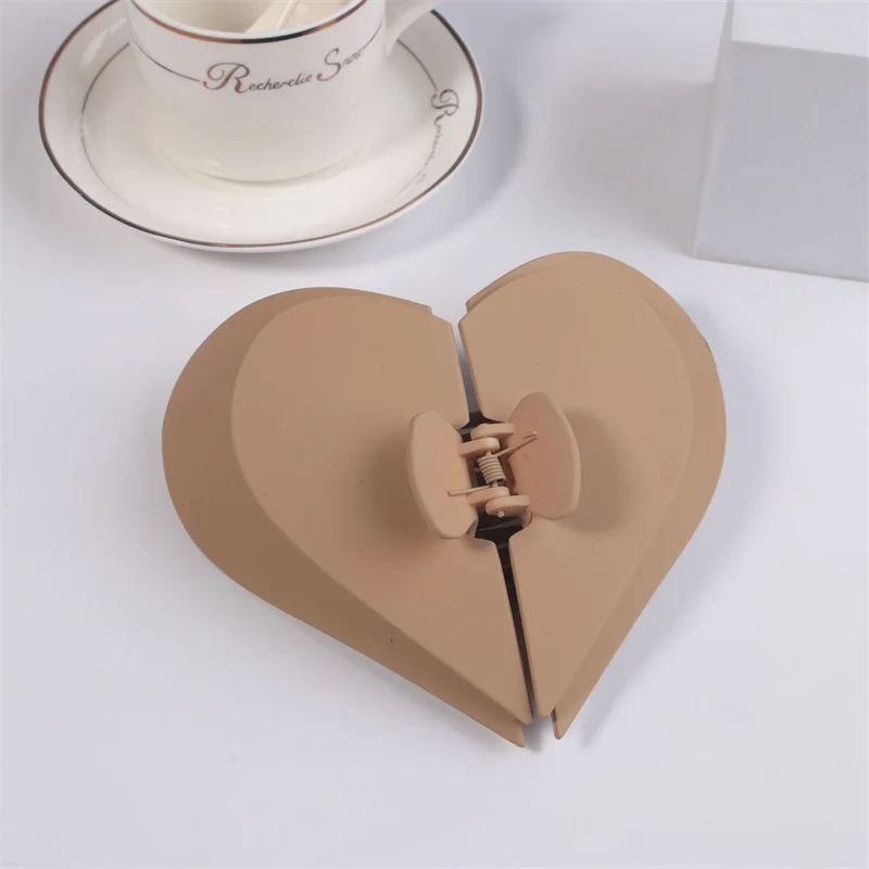 Double Layer Love Heart Hair Claws Hair Accessories Fashion Jewelry Large Candy Color Hairpins Shark Clips For women