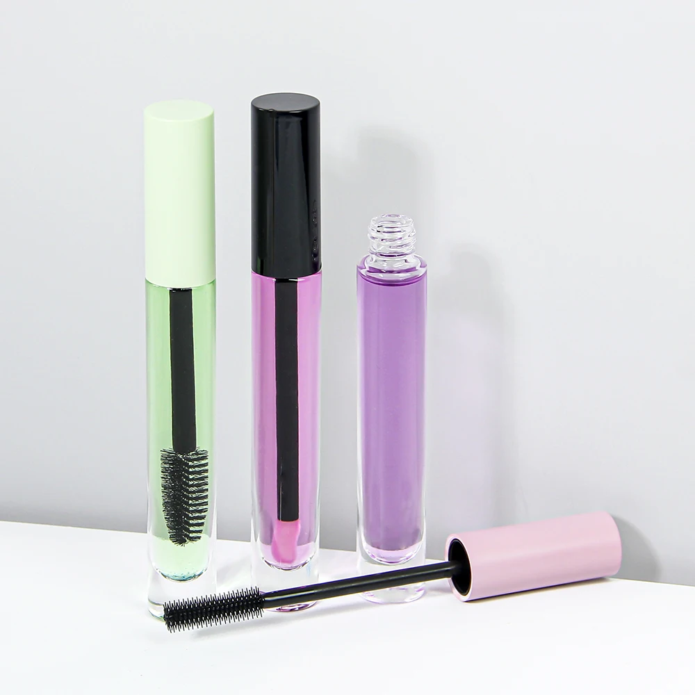 5ml 8ml 10ml Round Cylinder Glass Mascara Container Lip Oil Bottle Lip Gloss Tube With Cap Brush Luxury Cosmetic Packaging