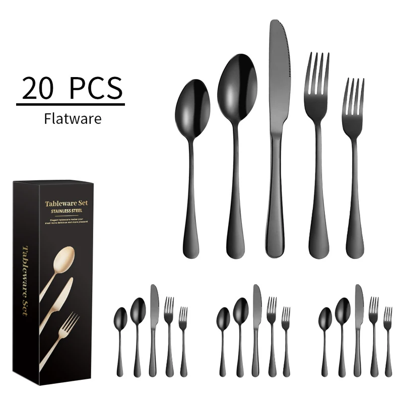 Hot Sale 20PCS flatware Set Stainless Steel Gold  Silverware Kitchen Cutlery Set