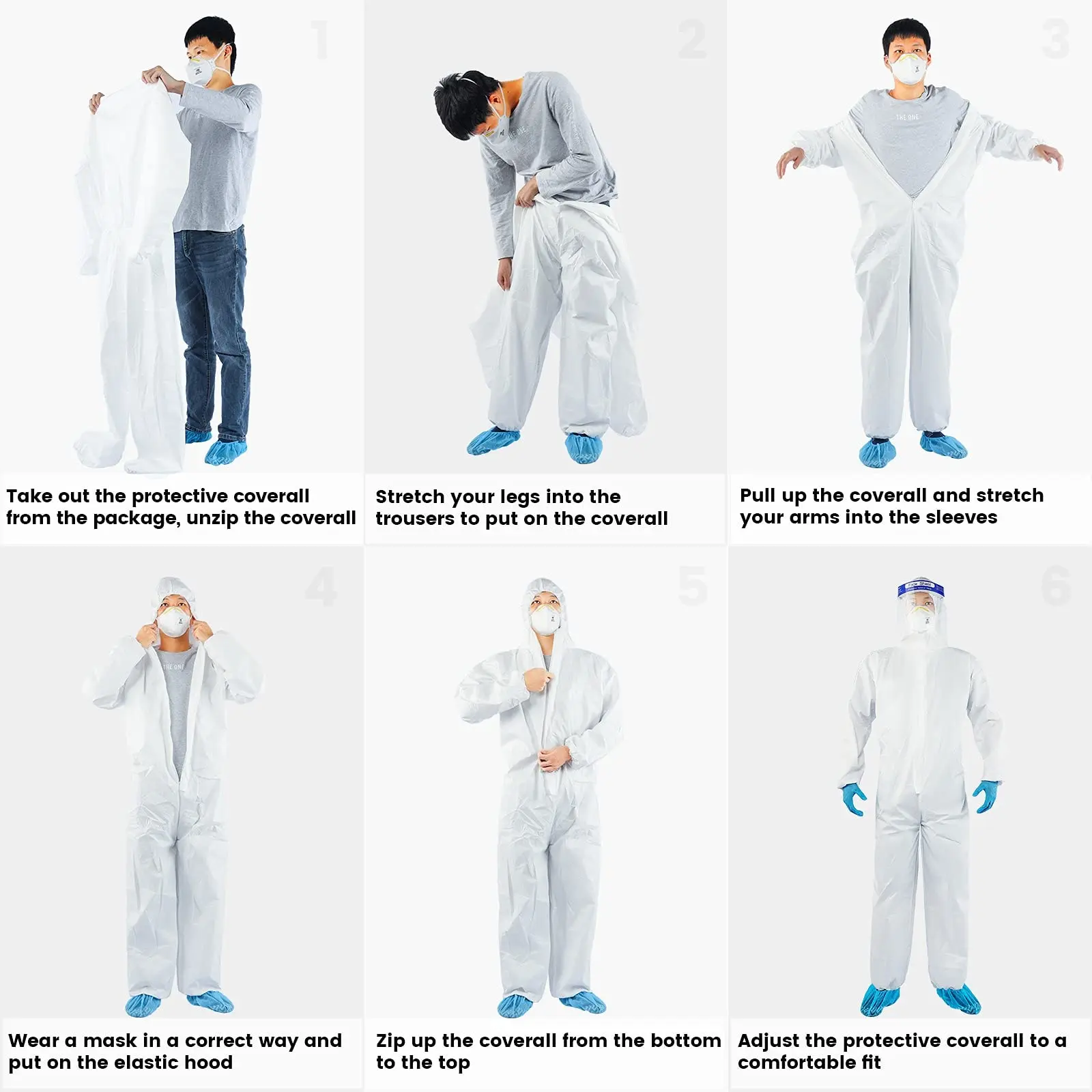 Coverall made in China Type56 White Color Waterproof Disposable SF protective Clothing Microporous Hazmat Suit PPE 55 60gsm