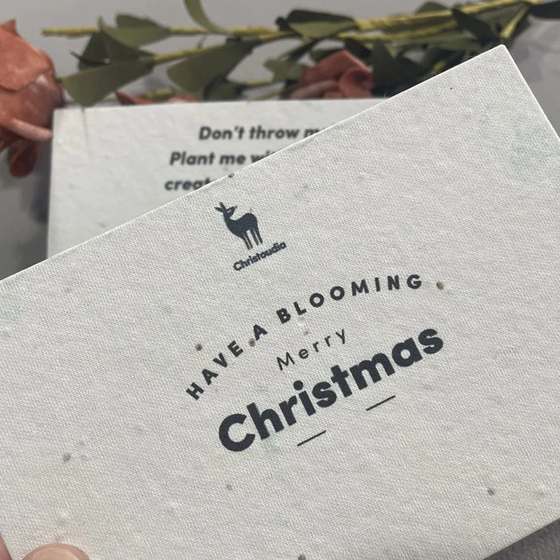 Biodegradable Handmade Paper Thank You Greeting Cards Wholesale Able Planting Flower Seeds Paper Cards With Custom Print Logo