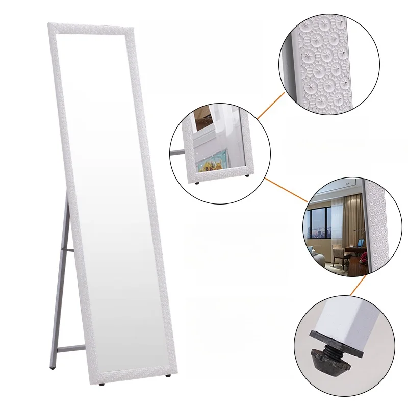 European Solid Wood 155x40cm Full-Length Mirror Floor-to-Ceiling Design for Home Dormitory Clothing Store Simple Wall-Mounted