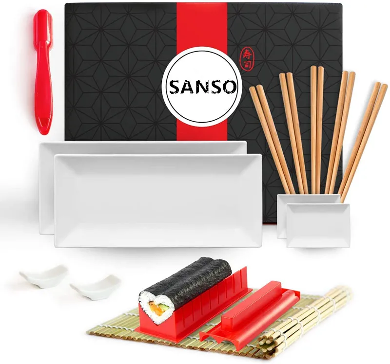 sushi maker kit diy kitchen equipment and tools with nigiri maker and recipe with guide book sushi making kit for beginners