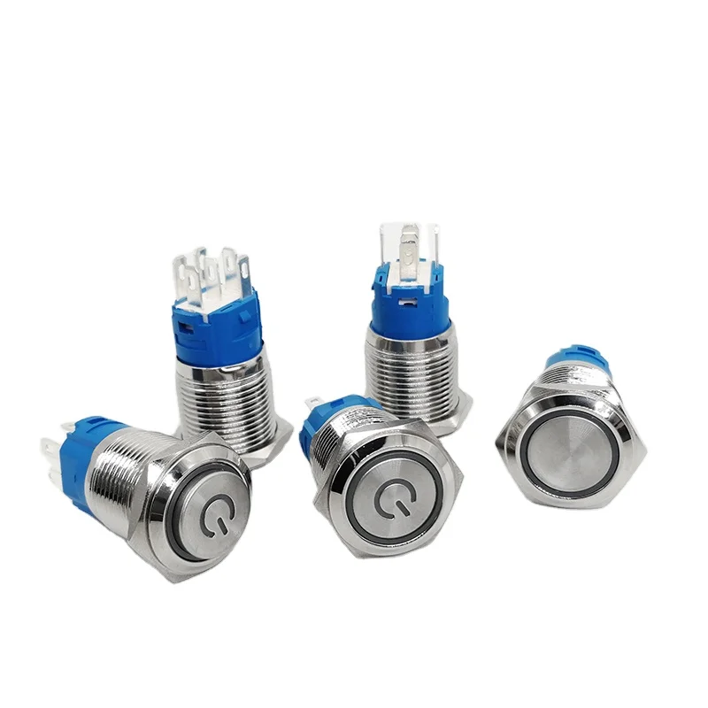 abei 16mm dual color 12V 110V motorcycle with led  light switch waterproof push button metal switch