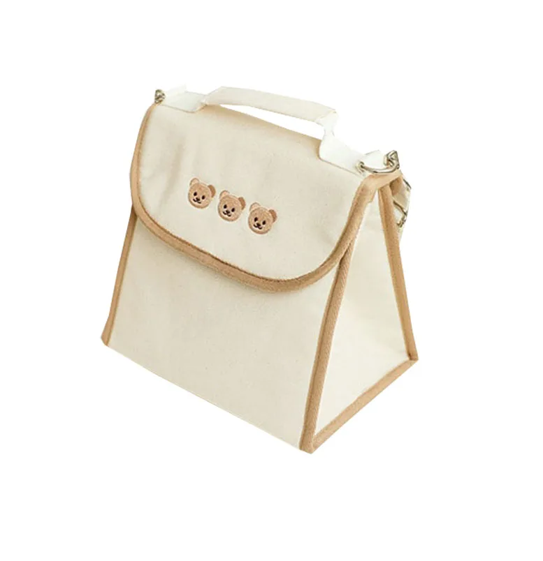 MU Korean Diaper Bags Bear Embroidery Mom Insulation Cloth Bag Fashion Mummy Insulated Baby Bottle Breast Milk Cooler Bags Mommy