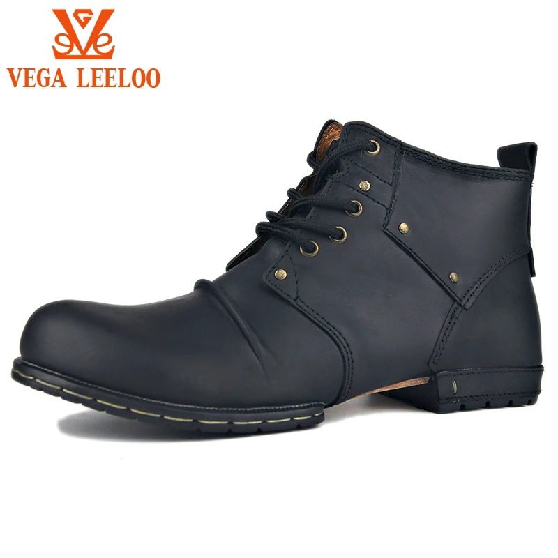 Retro British Motorcycle Boots Genuine Leather  Zipper-up Leather Chukka Boots with Fur  Cowboy Ankle Boots