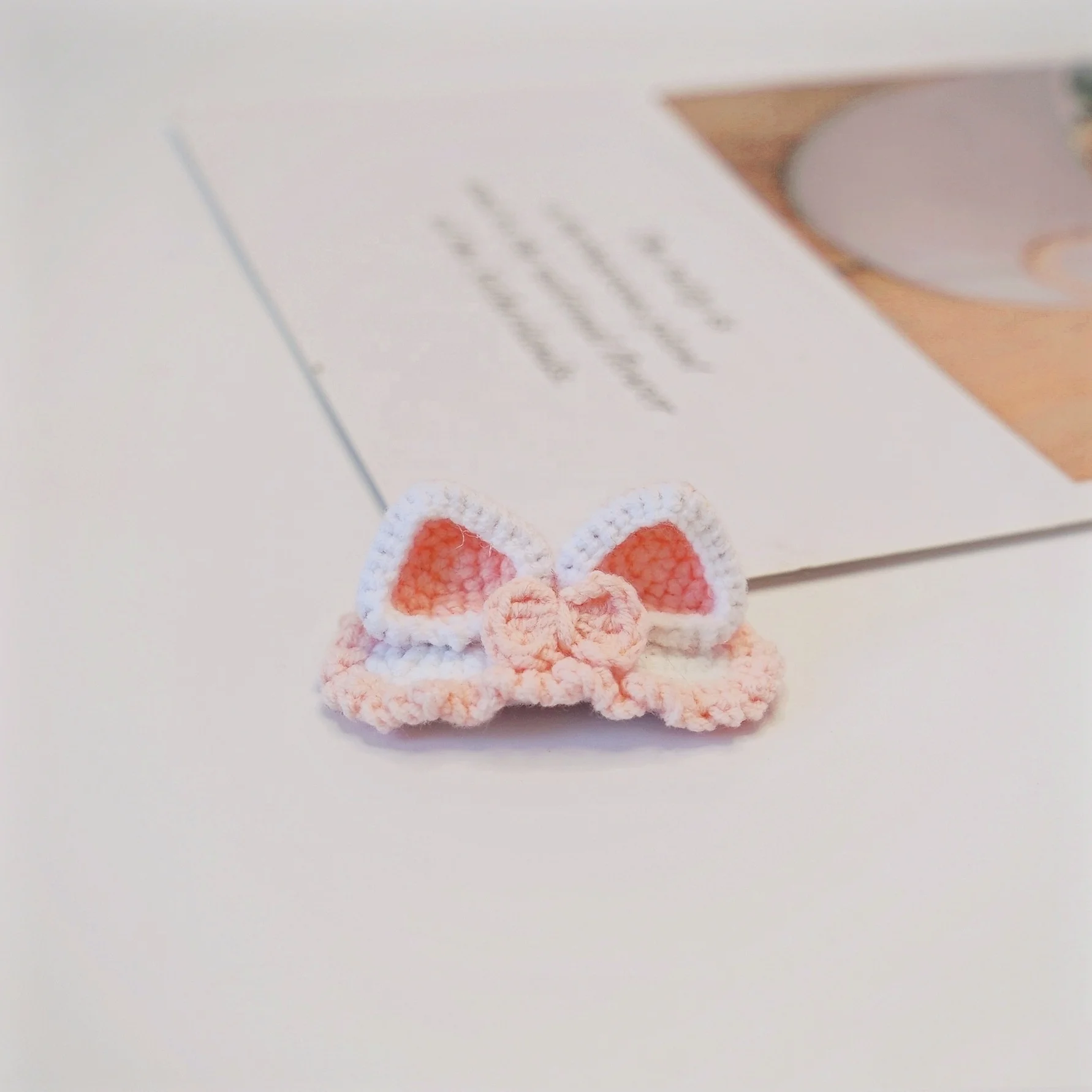 Pink Cotton Wool Crochet Rabbit Ear Flower Strawberry Hairpin Cute Baby Girl Kids Hair Accessories Knitted Hairgrips Hair Clips
