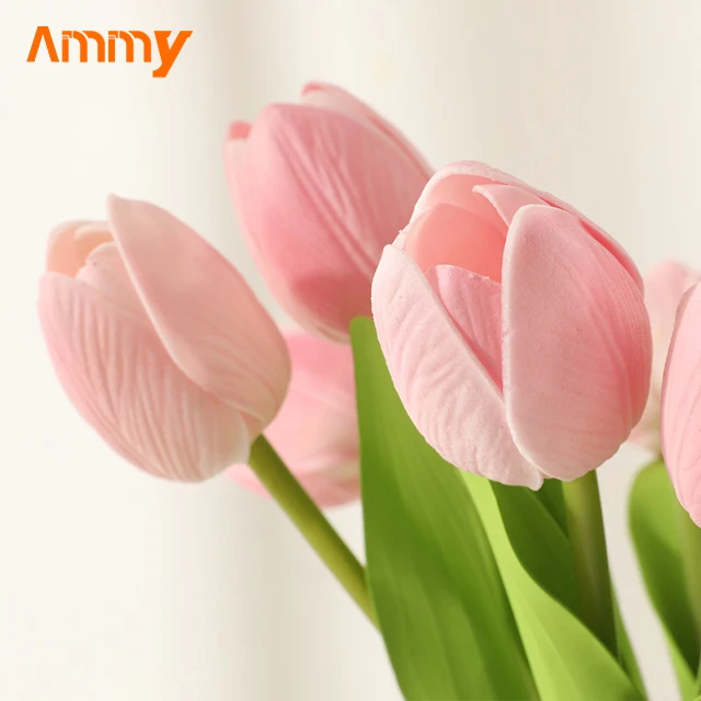 Ammy Hot sale Handmade Available Real Touch Artificial Flowers Tulip Plastic Pu Fauteuil Tulip