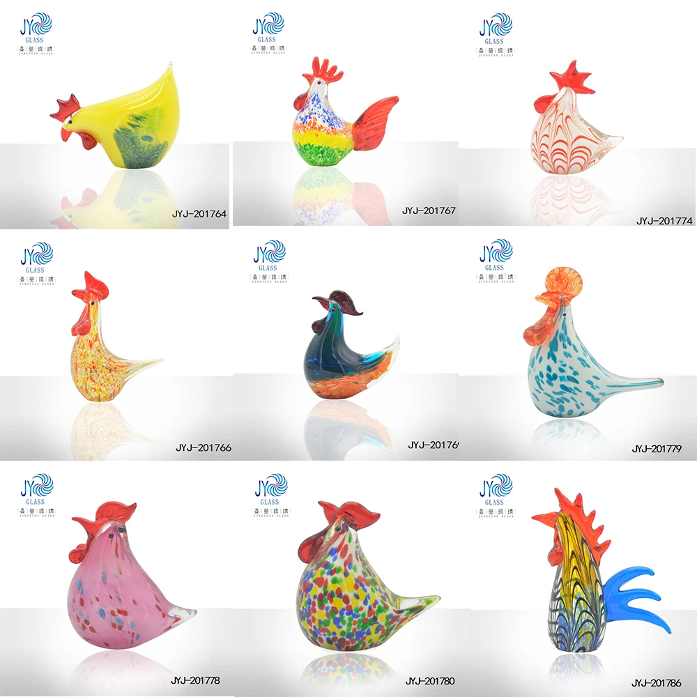 Murano Glass Rooster Figurine Hand Blown Easter Chicken Indoor Home Decorations Unique Animal Pattern Gifts