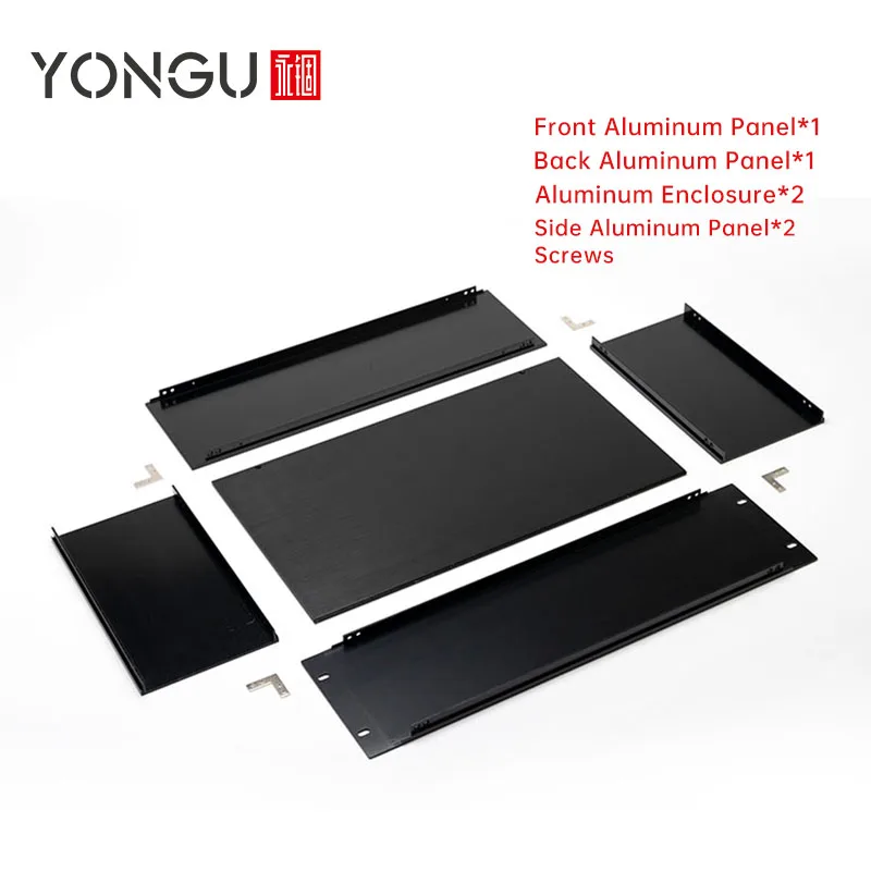 Yonggu Custom 19inch Audio Amplifier Bluetooth Case Sandblast Anodized Aluminum Cabinet Enclosure 4U Server Rack Mount Chassis