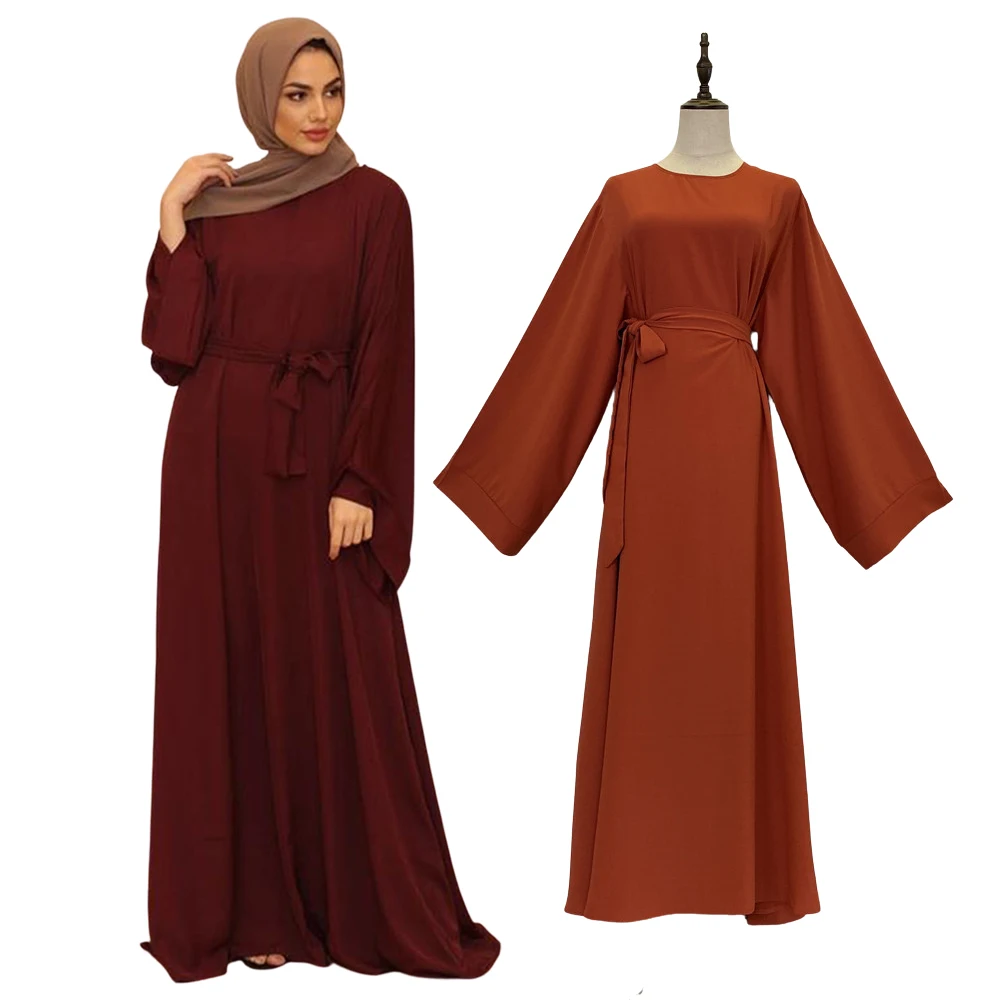 Abaya Muslim Dress for Women Dubai Turkey Solid Color Party Dress Abaya Ethnic Clothing Modest Kaftan Islamic Abaya