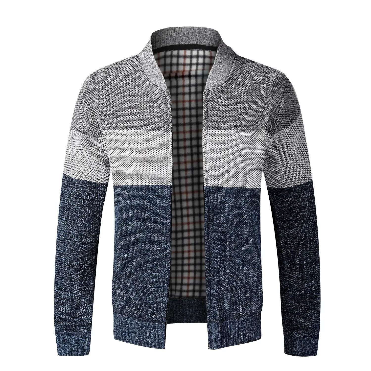 2024 High Quality Stylish Chock Mongolian Cashmere Blend  Crew Neck Zipper Up Pullover Sweater For Mens