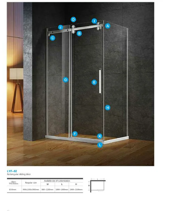 Sonlam Stainless Steel Frameless Shower Room Sliding Glass Door Hardware Fittings For Bathroom Sliding Doors