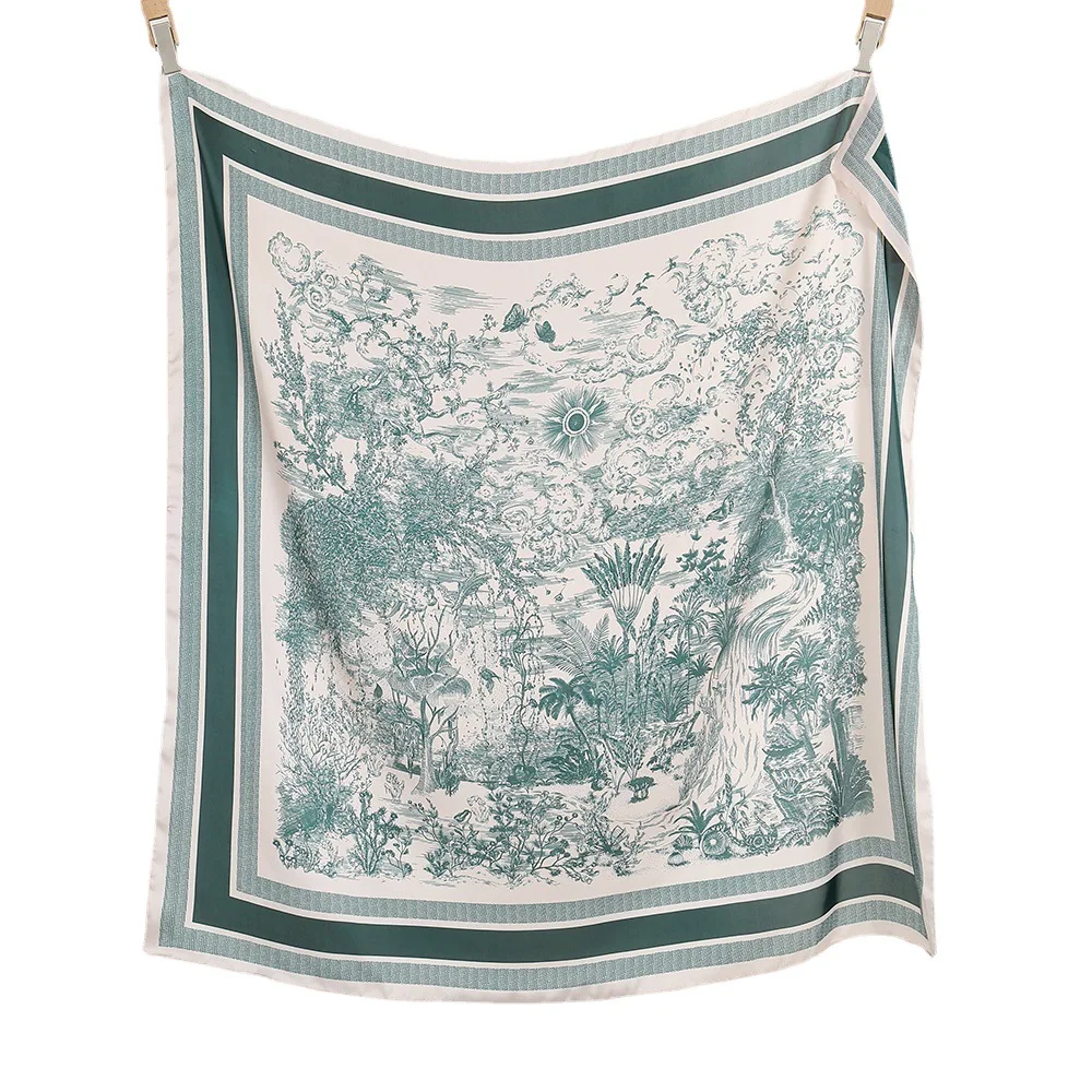 TS Wholesales Spring and Summer Design Customized Logo Accept Silk Scarf new fashion Printing hijab Bag Decorative Square Scarf