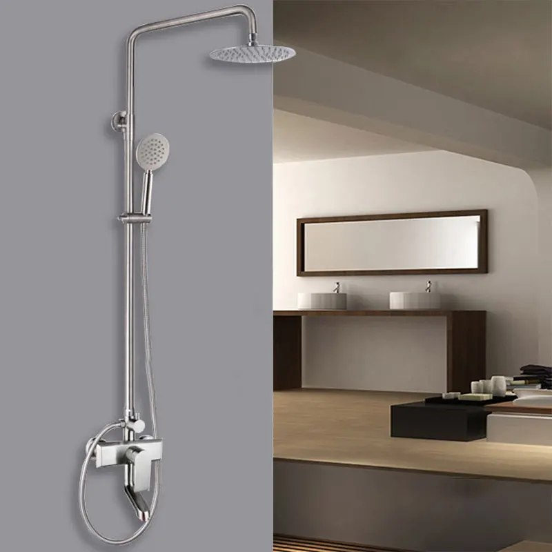 Hotel family bathroom in-wall rain shower column stainless steel rainfall bath shower faucet