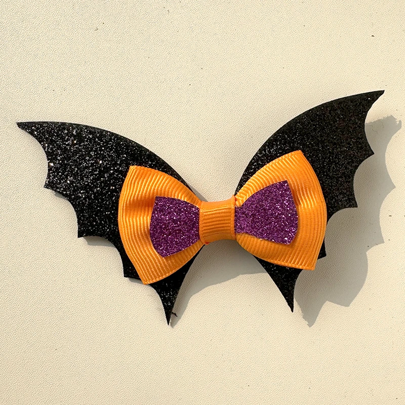 Halloween Duckbill Clip Hairpin Grosgrain Ribbon Hair pin Cartoon Resin Glitter Sequins Girls Decoration Accessories Hair Clips