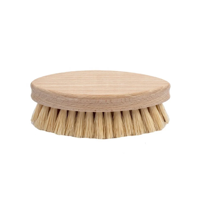 High Quality Beech Wooden Kitchen Vegetable Cleaning Brush Tampico Fiber Fruit Brush