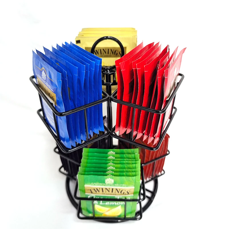 metal Double deck tea bag rack 6 compartments 48 tea bags Storage and storage of table top vertical tea bag organizer
