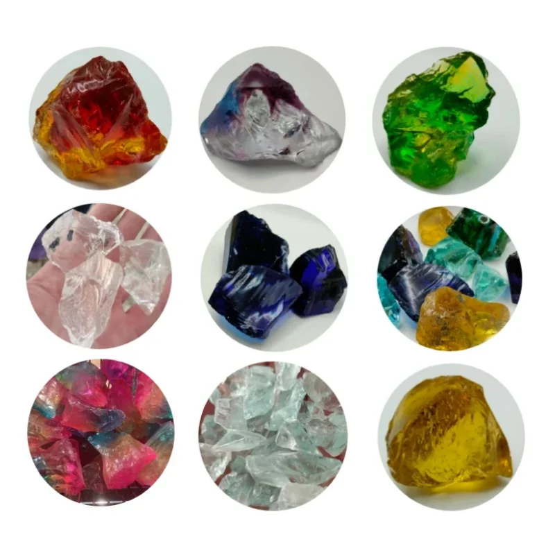 Factory customized Ocean Blue Landscape Building colored Glass Chunk Rocks stone for sale