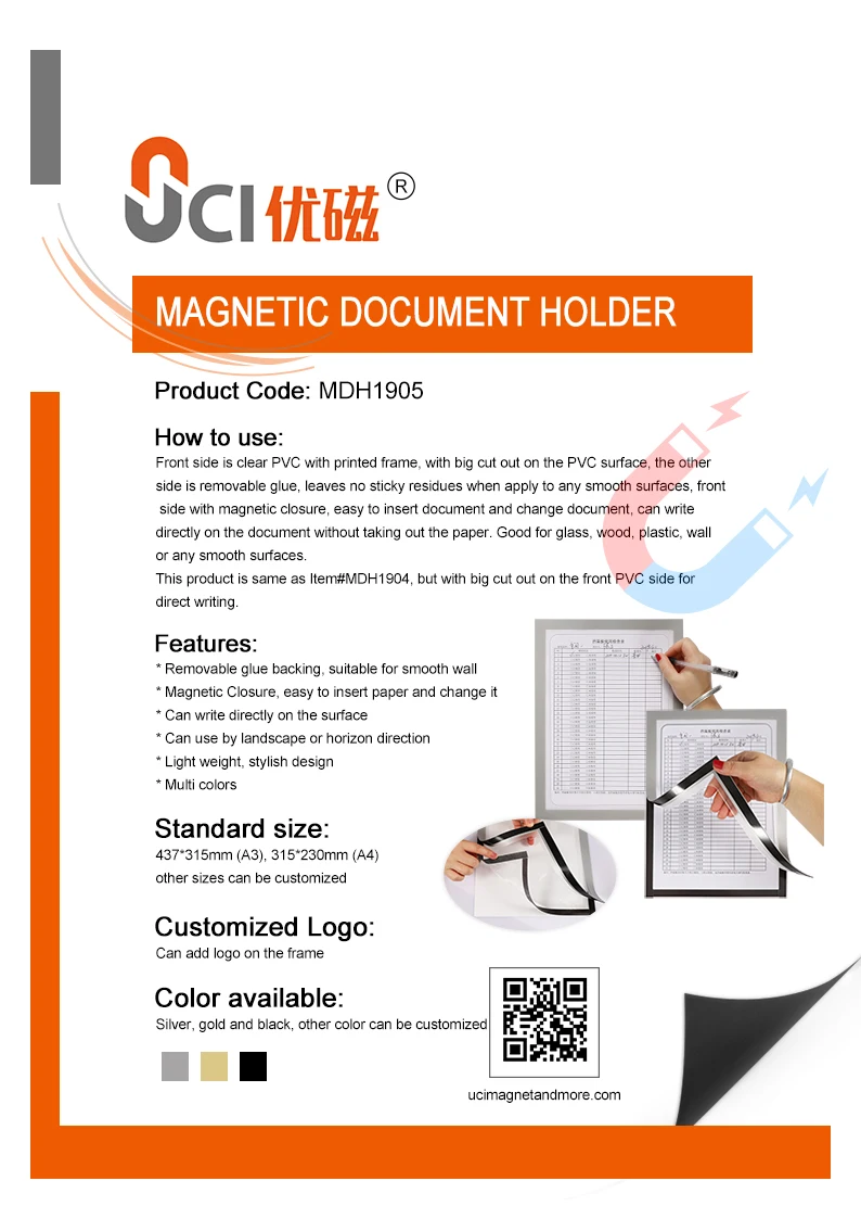 Factory Price Removable Magnetic Document Holder with Big Cut for Direct Writing Office File Folder Visual Management