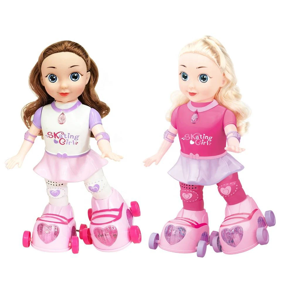 Novel design BO princess toy plastic skating girl lighting musical electric doll toy