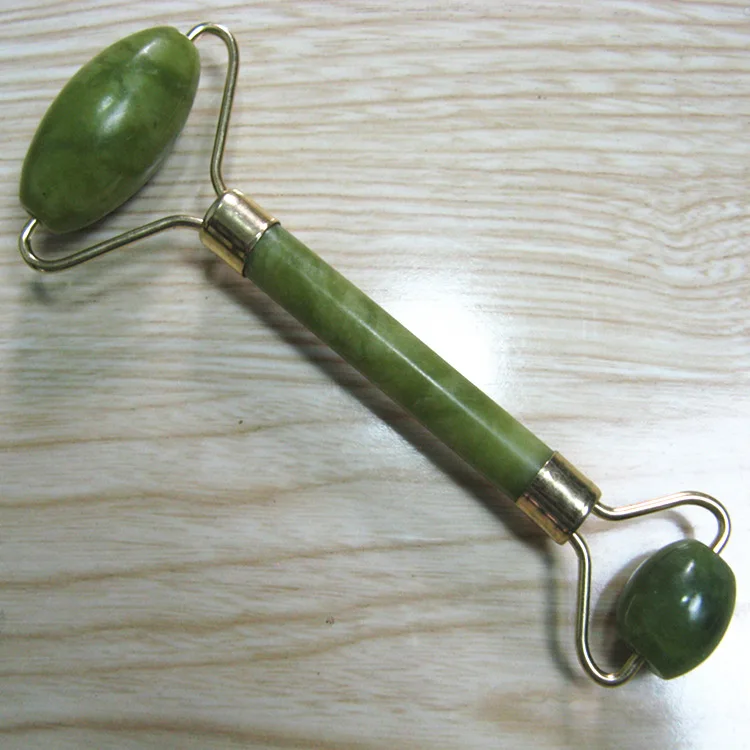 
Factory Supplier green double head jade roller with high quality for Christmas gift 