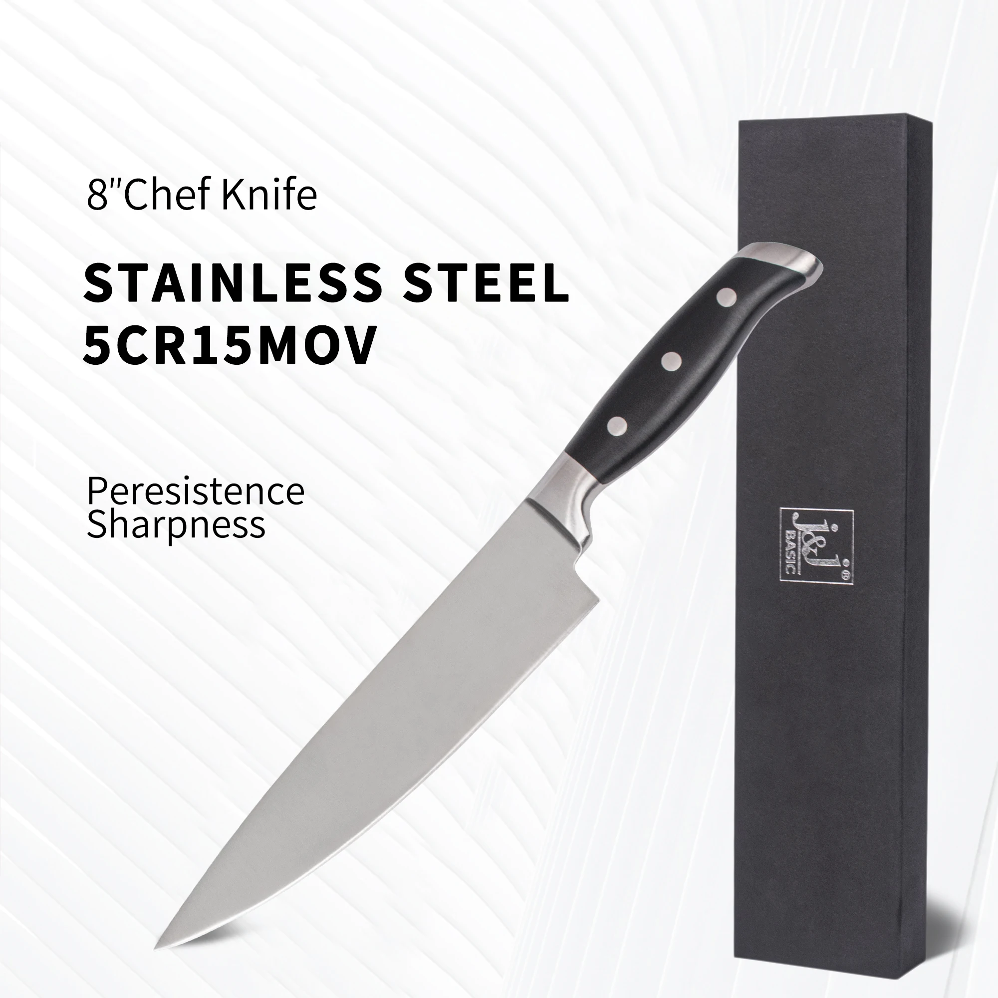 Support OEM/ODM 8 Inch Cutting Meat 5CR15MOV POM Handle Stainless Steel Kitchen chef knife