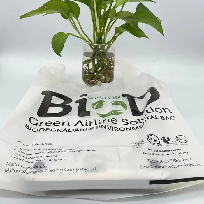 Cornstarch T shirt Bags 100% Biodegradable Carry Custom Eco-friendly Shopping Bags