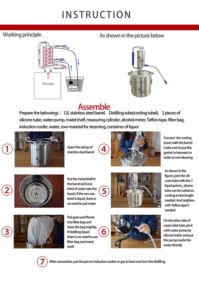 5SS 12L Alcohol Industrial Distillation Machine, Home Alcohol Making Machine, Distiller Alcohol