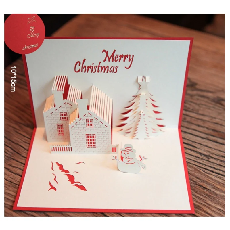 
Merry Christmas tree gift card 3D pop up card handmade custom greeting cards Christmas gifts souvenirs postcards 