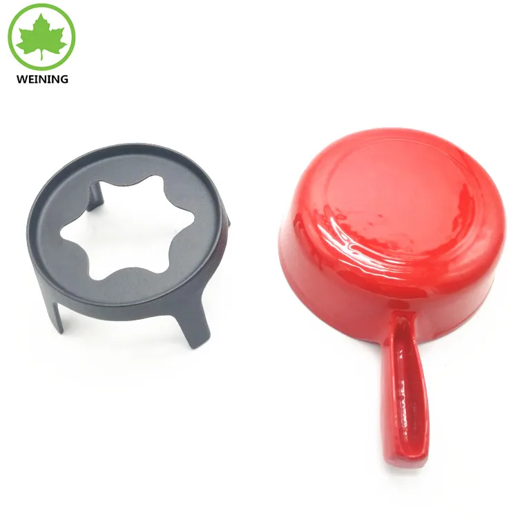 Cast Iron Fondue Pot Set 6 Fondue Forks Safety Burner Chocolate Cheese Cast Iron Fondue Pot Set