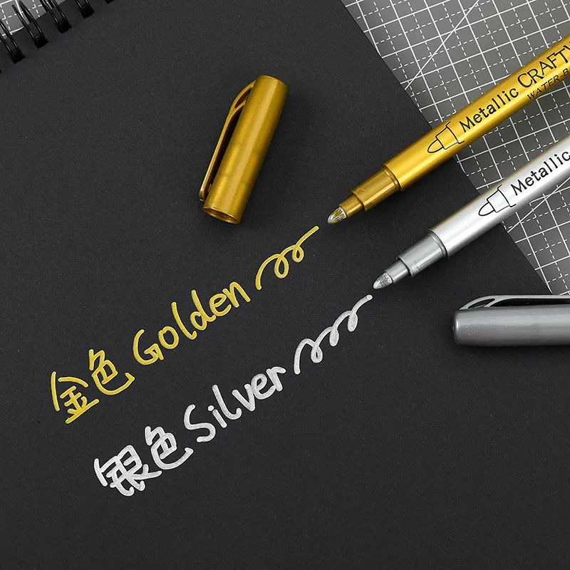 Wholesale branded gold silver ink metallic pens paint marker for black paper glass wood metal