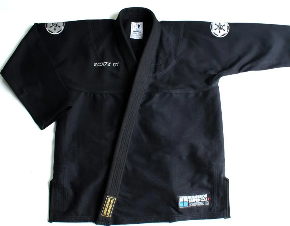 High quality Black color brazilian jiu jitsu gi with custom logo and with bjj gi bag