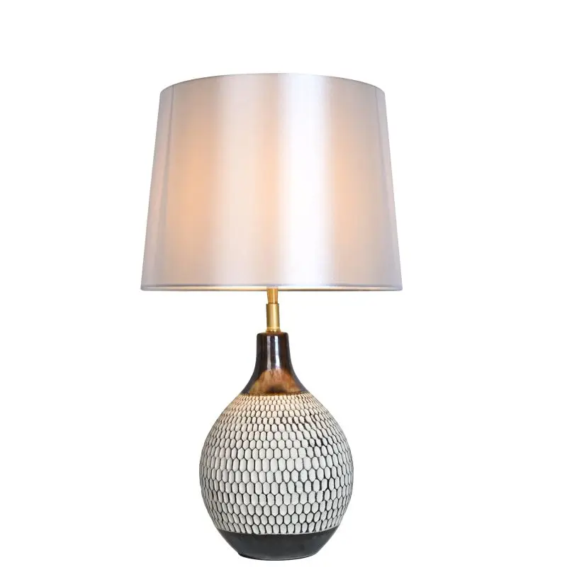 Wabi-sabi Pottery Moulded Honeycomb Living Room Bedroom Decorative Simple Retro Table Lamp