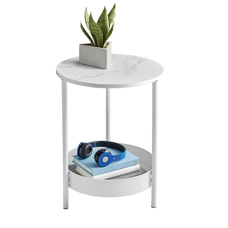 Hot Selling Home Furniture Circle Skinny Coffee Side Table 2-Tier Accent Table