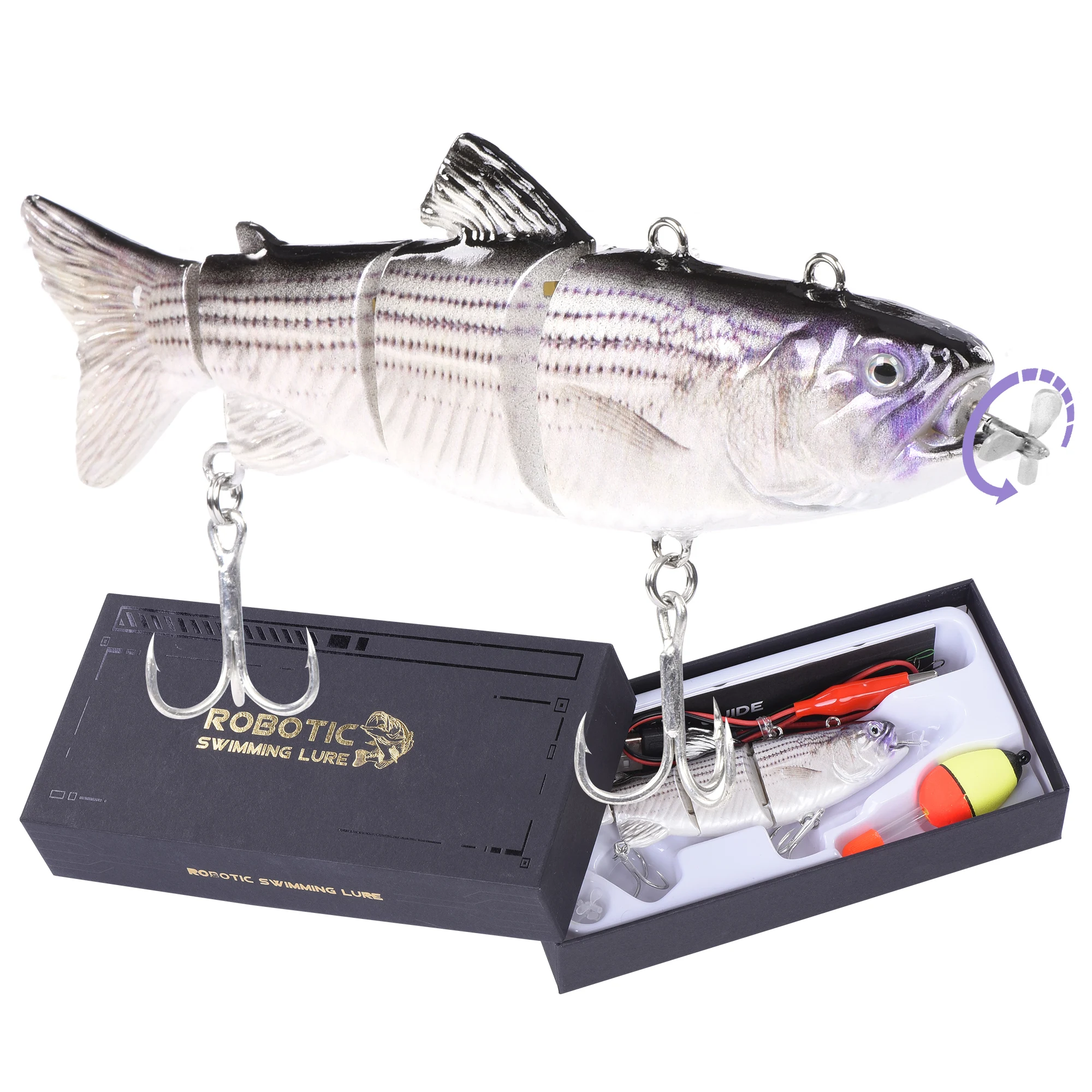 Lureking New Rechargeable Electric Fishing Blinking Lures Wobblers For Fishing 4-Segment in Guangzhou W0808 35g 130mm