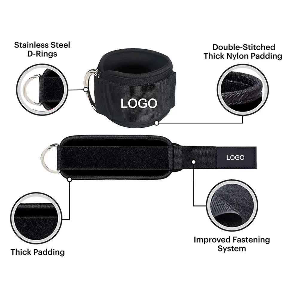 D Ring Ankle Strap for Cable Machine Gym Ankle Cuff for Kickbacks Glute Workouts Leg Extensions Curls Booty Hip Abductors Excise
