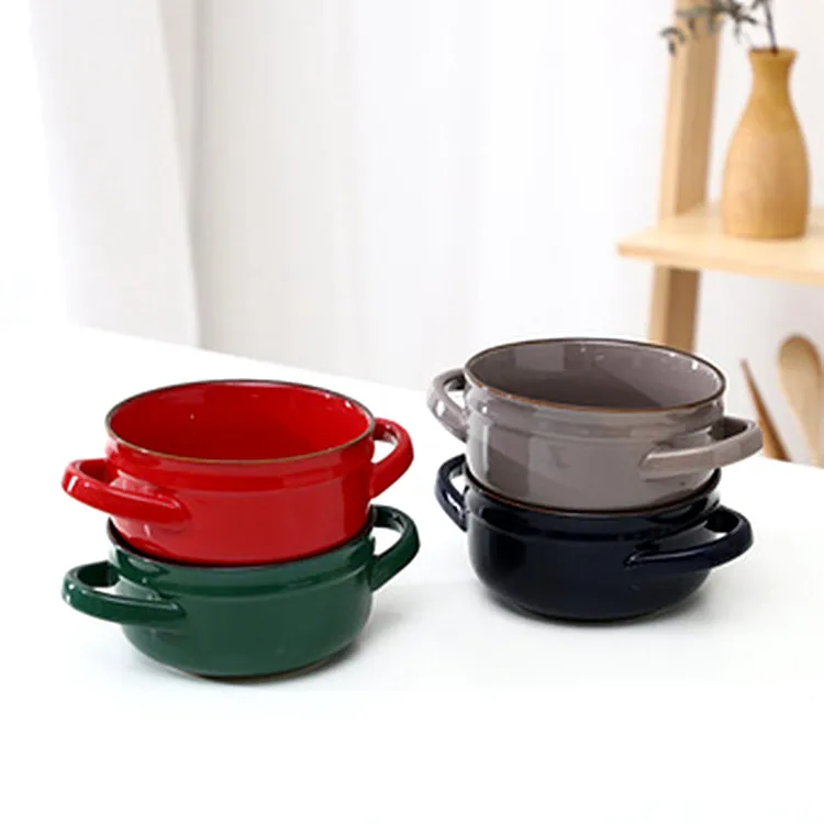 
Restaurant kitchen colorful food nonstick bakewares microwave grill pan round ceramic bakeware 