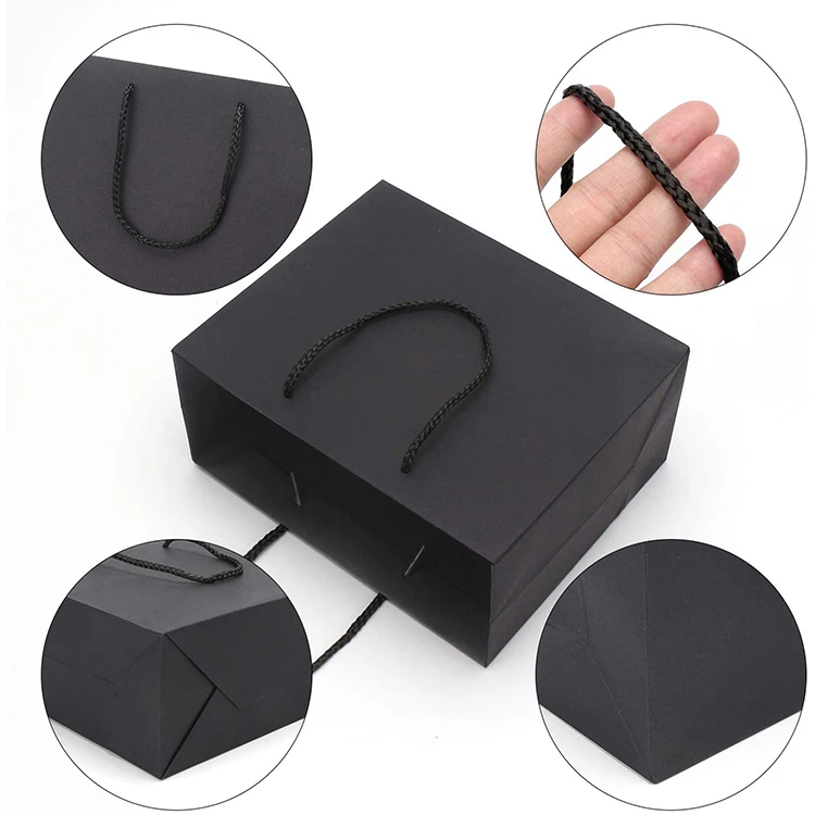 Пользовательская печать переработанных покупок оптом пользовательские крафт черный бумажный пакет