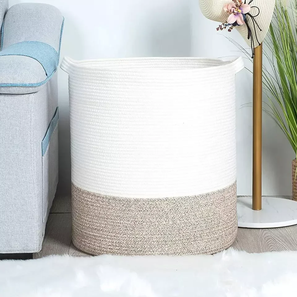 Custom large household high-quality storage container cotton rope woven laundry toy sundries storage gift basket